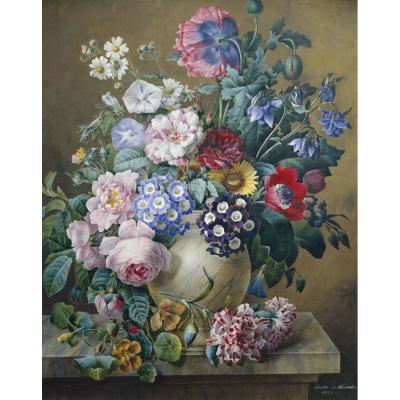 Camille de Chantereine – Vase of Flowers on a Marble Table